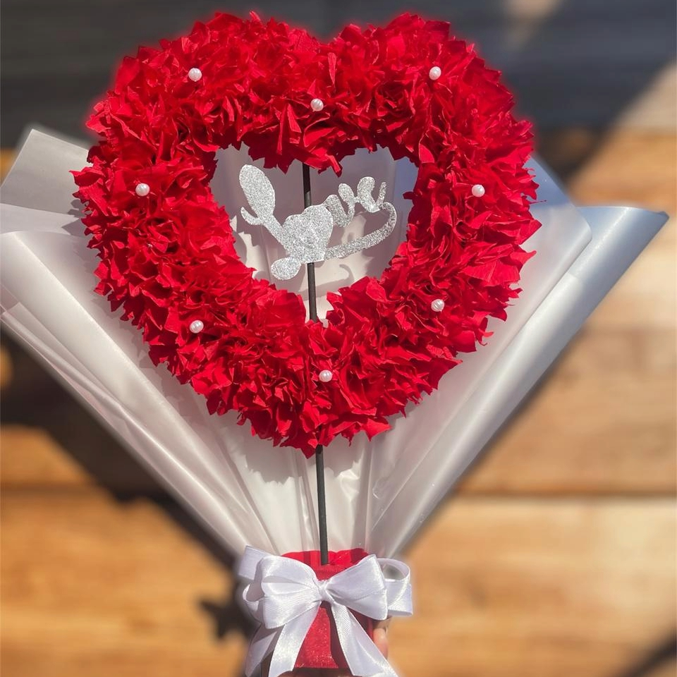 Corazón rojo - Papel crepe